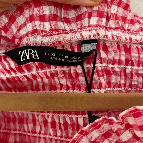 ZARA Stretchy Gingham Blouse NWT - Picture 5 of 7